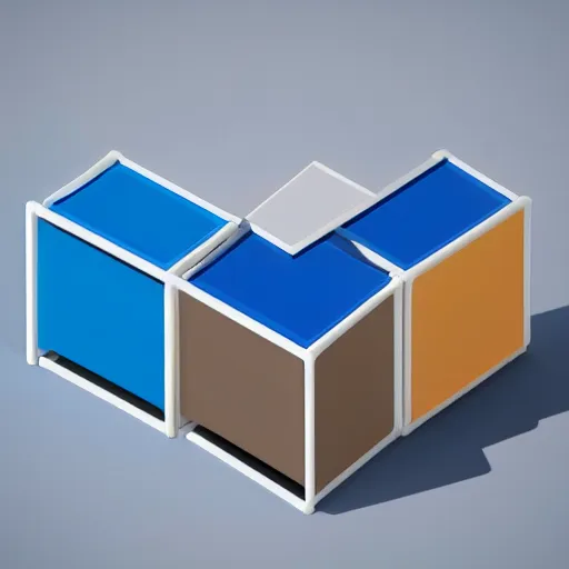 Image similar to cubby isometric crate 3 d icons for mobile game, stylized, blue scheme, octane render, studio lighting