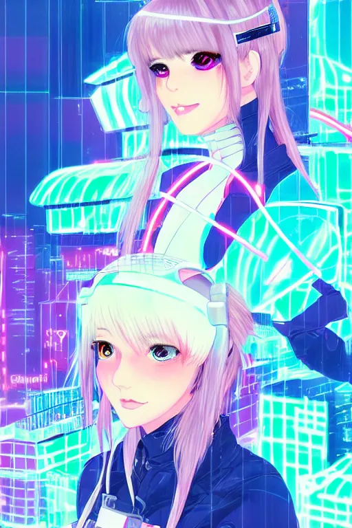 Prompt: portrait anime visual of futuristic female cyber airforce, on neon light tokyo snowy rooftop, by serafleur