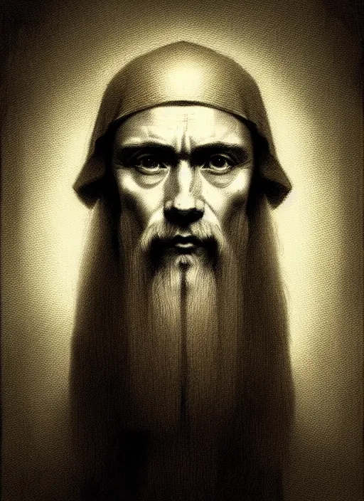 Image similar to portrait saint maximilian kolbe style art of leonardo da vinci pencil, greg rutkowski