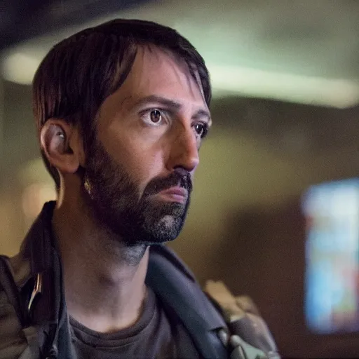 Prompt: NCIS New Orleans actor Rob Kerkovich in the tv series Halo, cinematic film still, atmospheric lighting
