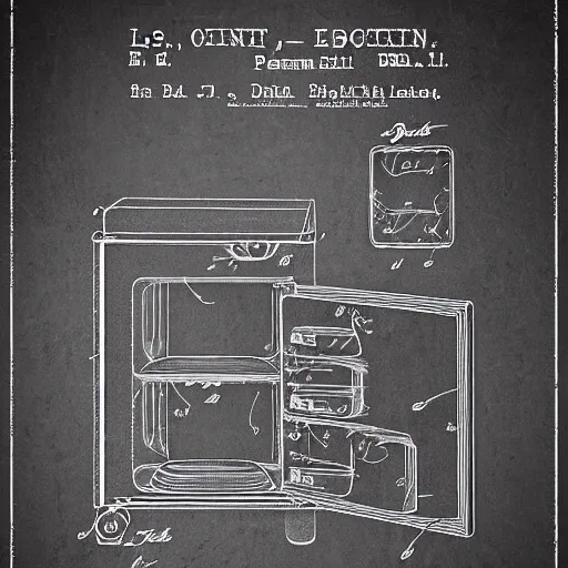 Image similar to draw einsteins fridge patent, patent style