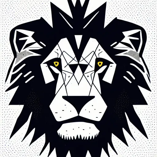Prompt: Lion logo by Tristan Eaton, geometric, vector, symmetrical, minimalism, trending dribbble, behance