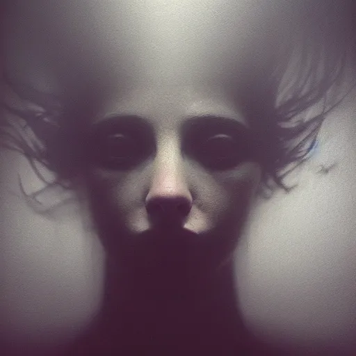 Image similar to dark expressive portrait of the digitally glitched soul, dramatic lighting, lonely, god rays, edges, universal background, facial expression, chiaroscuro, atmospheric lighting, motion design, by Beksinski, maze, sharp focus, deviantart, irridescent, intense knowledge, masterpiece, paradox