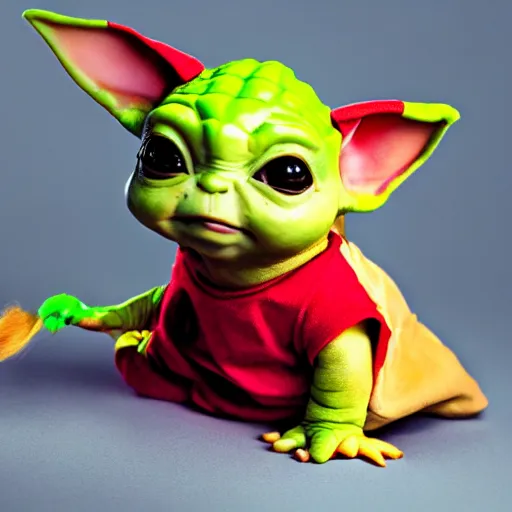 Prompt: baby yoda grogu, dressed in a pickachu costume, studio lighting, professional photoshoot, masterpiece