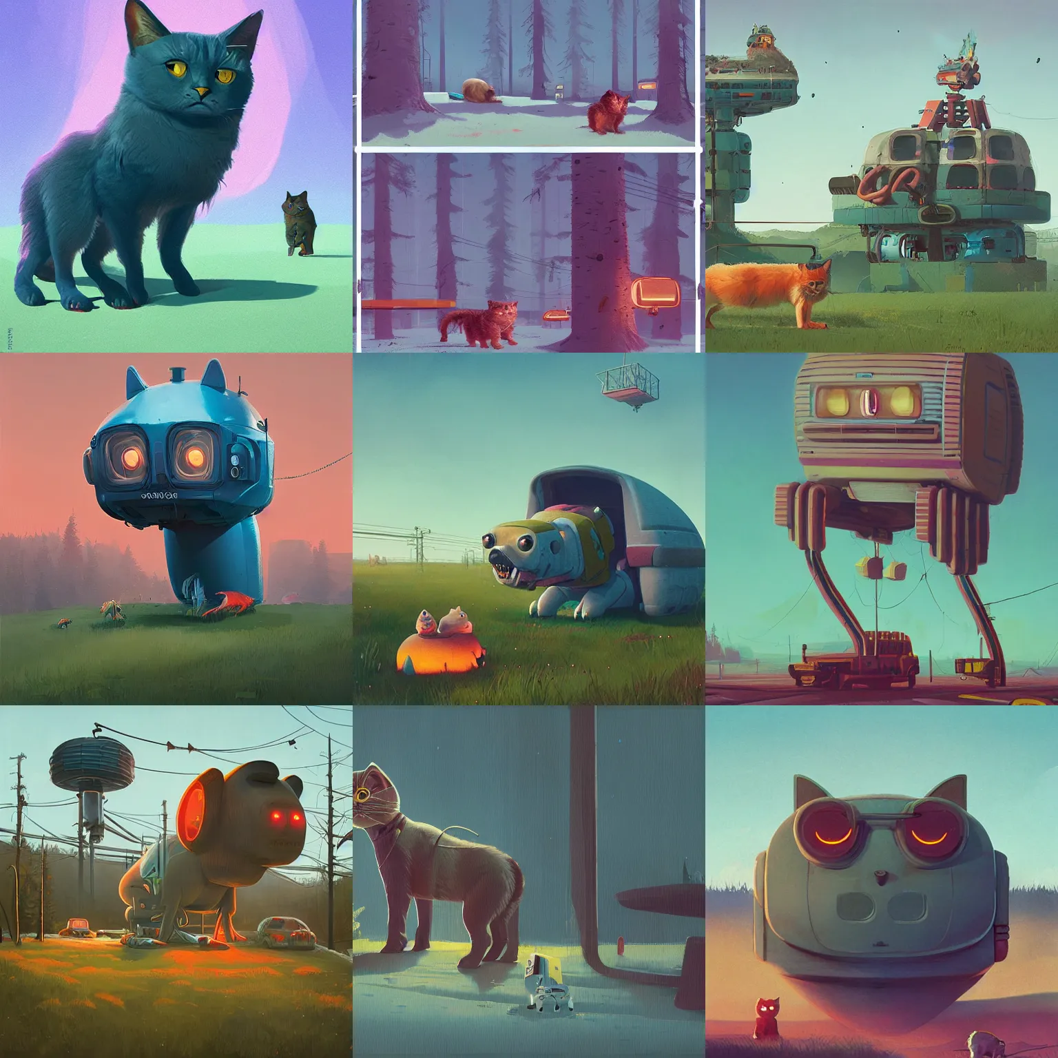 Prompt: simon cute by stalenhag cat