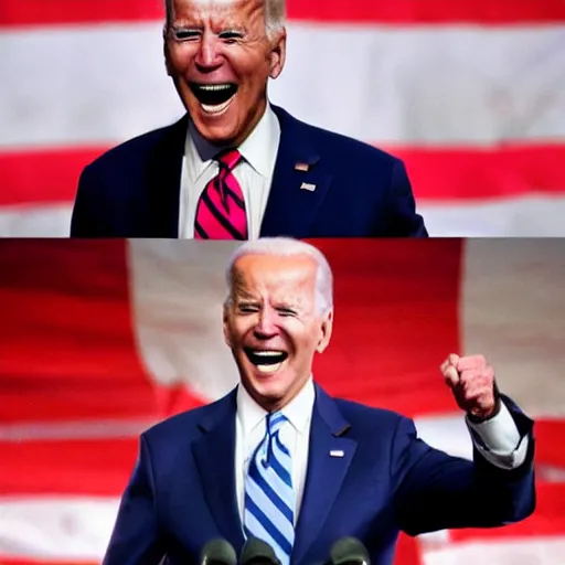 Prompt: Joe biden screaming with his mouth extremly wide open.