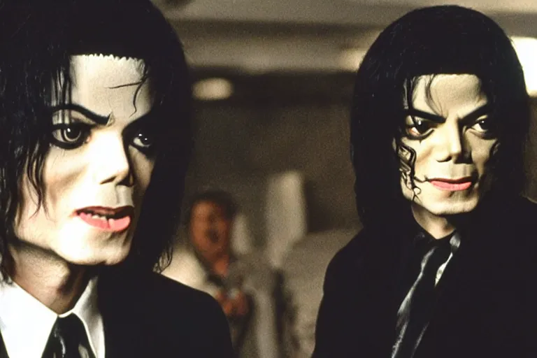 Image similar to michael jackson as agent m with straight fringe hair inside the men in black iii