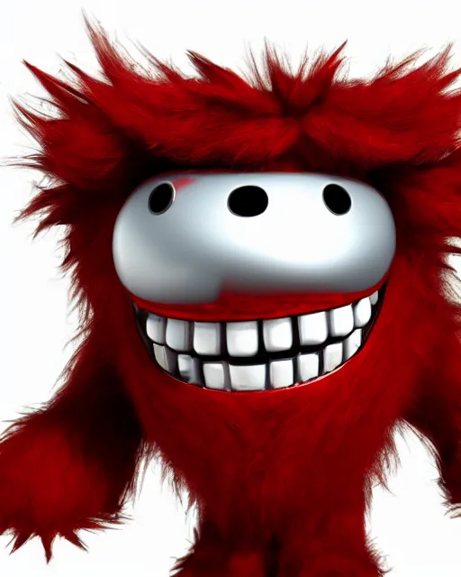 Prompt: 3 d render of completely red hairy friendly monster smiling wearing chrome shades, full body, simple, cute, cartoony, white background, unreal engine 5 hdr