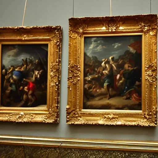 Prompt: riots in the Louvre