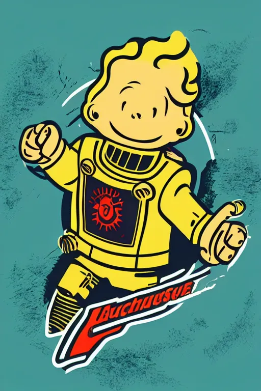 Image similar to fallout 7 6 retro futurist illustration art by butcher billy, sticker, colorful, illustration, highly detailed, simple, smooth and clean vector curves, no jagged lines, vector art, smooth andy warhol style