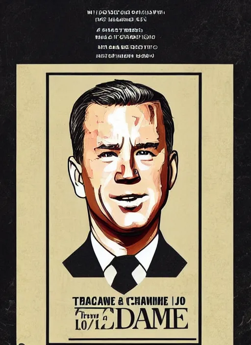 Image similar to biden, channing tatum portray united states president joe biden, minimalist movie poster, theatrical poster, fan art, digital art, trending on artstation