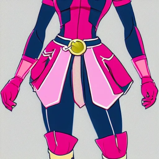 Prompt: concept art for a pink my hero academia costume for females, detailed