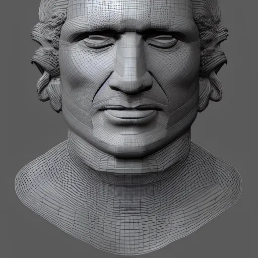 Image similar to cristobal colon head 3 d model, zbrush, wireframe, retopology, artstation, digital human