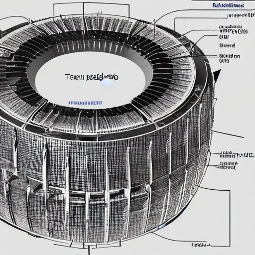 Prompt: cross-section of a tokamak reactor,