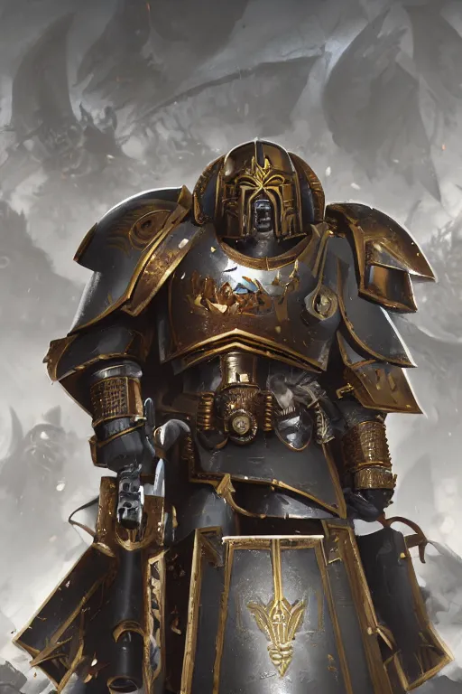 Image similar to armor portrait heros warhammer 4 0 k horus heresy fanart - the primarchs emperor by johannes helgeson animated with vfx concept artist & illustrator global illumination ray tracing hdr fanart arstation zbrush central hardmesh 8 k octane renderer