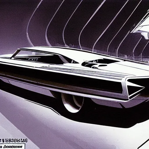 Image similar to an extremely complex and advanced car from the 1960s, extreme plus resolution fantasy concept art, intricate details to everything visible, sharp lighting, Dramatic light by Denis Villeneuve, strong emphasis on Syd Mead and Robert McCall