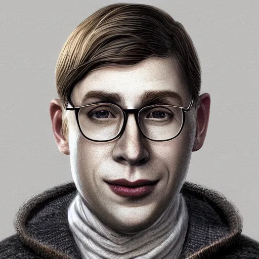 Image similar to Joe Pera, a fine art painting, Patrick Brown, trending on cgsociety, artstation, american realism, 2d game art, photo illustration, daz3d, official art,