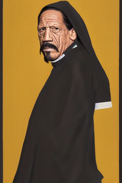 Image similar to portrait of Danny Trejo as church nun