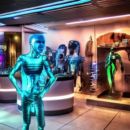 Image similar to alien shop, futuristic