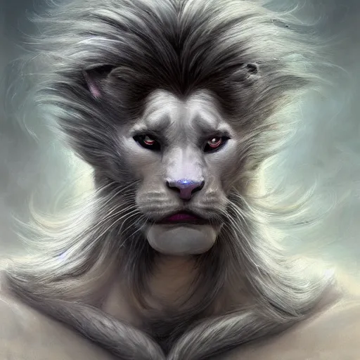 Image similar to portrait, handsome long - haired male anthro albino panther fantasy, rpg game, stern expression, main character, highly detailed, digital painting, artstation, concept art, smooth, sharp focus, illustration, artgerm, tomasz alen kopera, peter mohrbacher, donato giancola, joseph christian leyendecker, wlop, frank frazetta