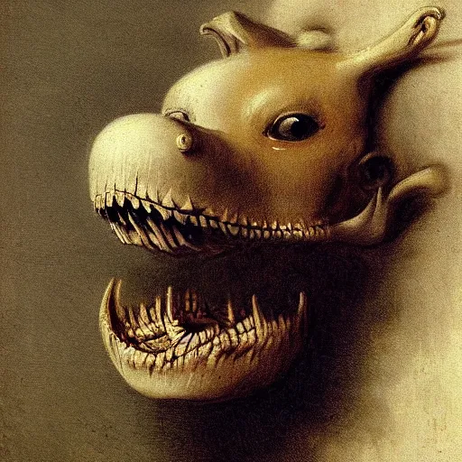 Image similar to wonderful world of anthropomorphic teeth painted by fragonard