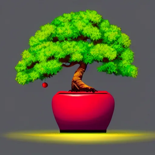 Prompt: bonsai apple! tree but minimalistic concept art by frank stella gilleard james whalen tom, colorful, soft light, trending on artstation, minimalism