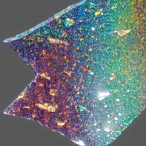 Prompt: Prismatic opaline shard raining from the heavens