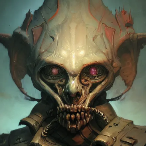 Image similar to portrait of a grotesque cybernetic duke of hell, cyberpunk concept art by pete mohrbacher and seb mckinnon and beksinski and josan gonzales, digital art, highly detailed, intricate, sci-fi, sharp focus, Trending on Artstation HQ, deviantart, unreal engine 5, 4K UHD image