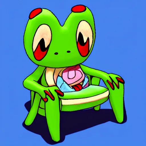 Image similar to cute froggy chair from animal crossing, fanart