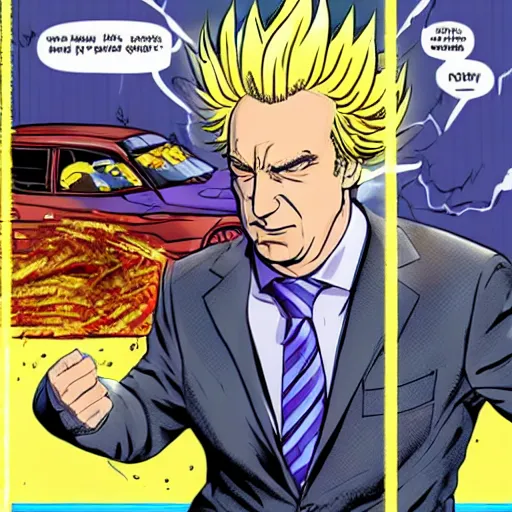 Image similar to saul goodman going super sayian