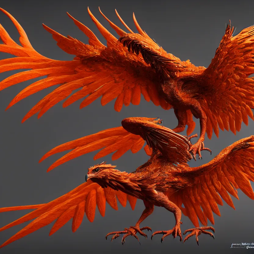 Image similar to Intricate detailed photo of dramatic phoenix bird with spread wings by James Gurney, unreal engine, Trending on artstation.