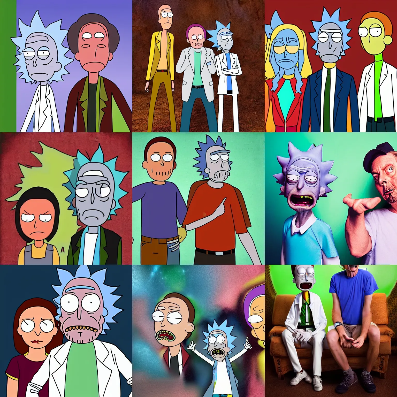 Prompt: portrait photograph, Rick and Morty as real people
