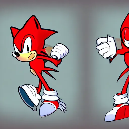 Image similar to sonic the hedgehog, dressed up as knuckles, Trending on Artstation, Hiroaki Tsutsumi style