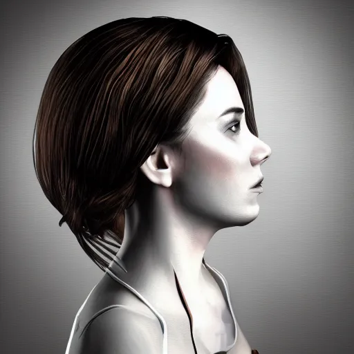 Prompt: a woman side portrait, ps 3 concept graphics