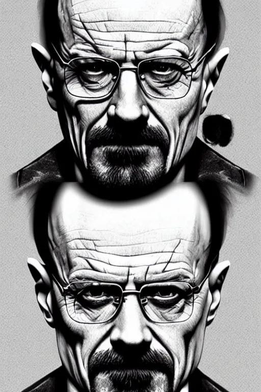 Image similar to walter white as the joker, photorealistic, highly detailed,