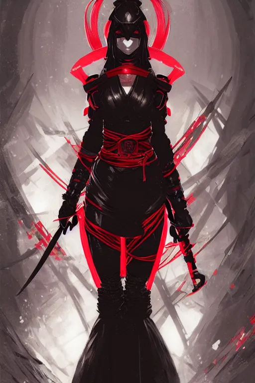 Image similar to portrait Ninja gaiden girl, armored black and red ninja wardrobe, in ruin japanese rainny temple night, ssci-fi and fantasy, intricate and very very beautiful and elegant, highly detailed, digital painting, artstation, concept art, smooth and sharp focus, illustration, art by tian zi and WLOP and alphonse mucha