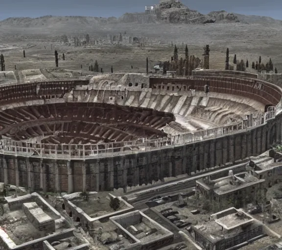 Image similar to Screenshot of reconstruction of Coloseum in Rome from Fallout: New Vegas (2010), screenshot from Fallout: New Vegas (2010)