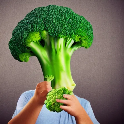 Prompt: Broccoli eating a human