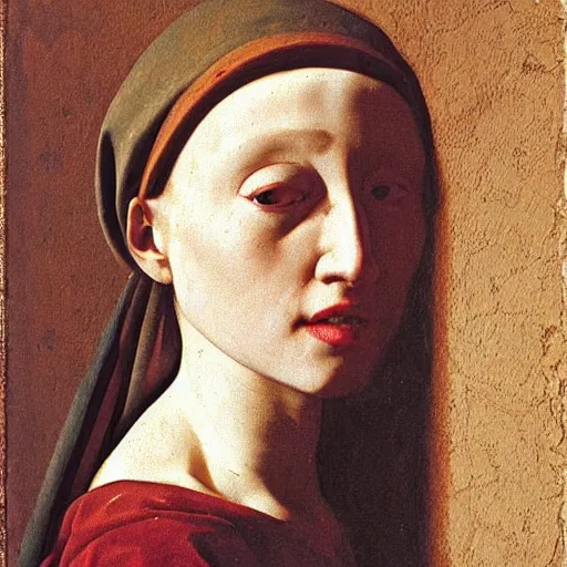 Prompt: extremely ugly pale woman with skin condition in expensive renaissance dress, Renaissance painting by Vermeer, detailed