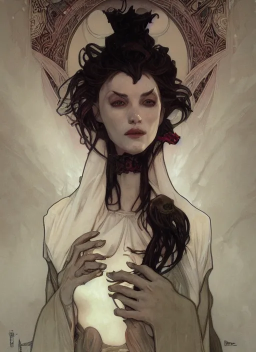 Prompt: portrait of nosferatu, illustration, art by artgerm and greg rutkowski and alphonse mucha