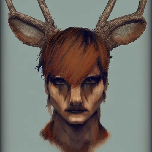 Image similar to human, humanoid, bambie, male, deer, punk, featured on artstation