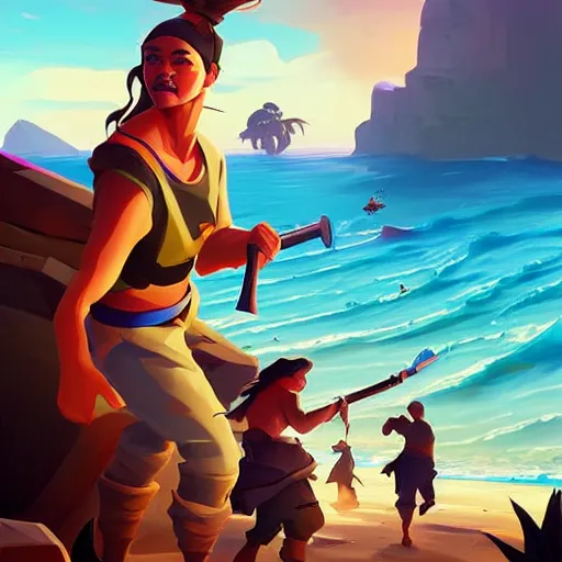 Image similar to painting treasure on sea of thieves game smooth median photoshop filter cutout vector, behance hd by jesper ejsing, by rhads, makoto shinkai and lois van baarle, ilya kuvshinov, rossdraws global illumination