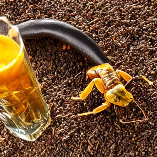 Prompt: scorpion drinking mate