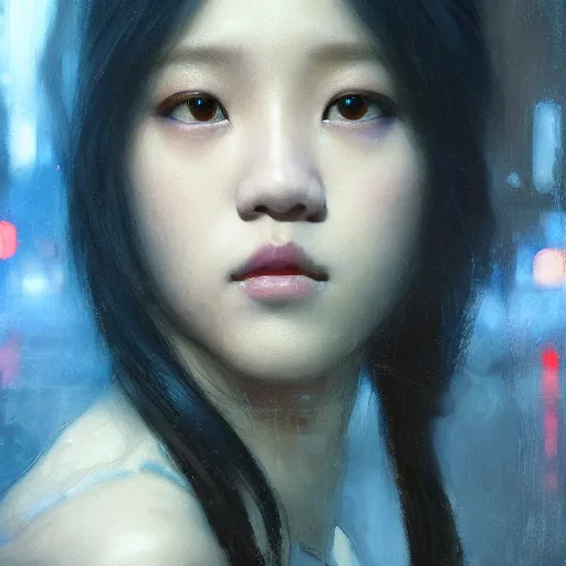 Image similar to jisoo of blackpink, hyperrealistic portrait, bladerunner street, art of elysium by jeremy mann and alphonse mucha, fantasy art, photo realistic, dynamic lighting, artstation, poster, volumetric lighting, very detailed face, 8 k, award winning