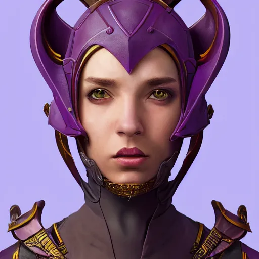 Image similar to A professional digital portrait painting of a young adult female tiefling with (skin that looks like fire), dressed in light armor, 4k, digital art, trending on cgsociety, highly detailed, paint by Wes Anderson, head and shoulders shot, shallow depth of field, purple and yellow lighting, professional lighting, airbrush, Hayao Miyazaki