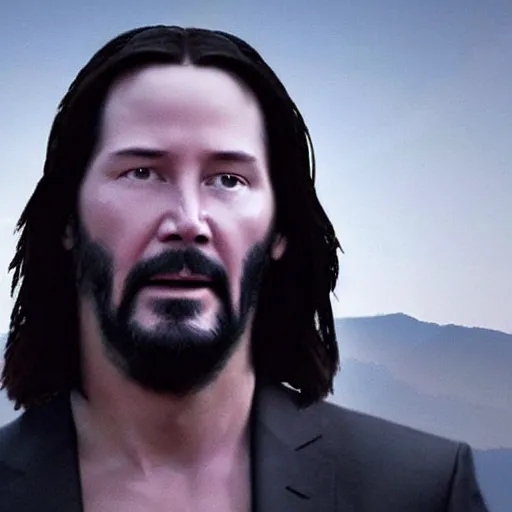 Prompt: Keanu Reeves as Jesus Christ 4K quality hyper realistic