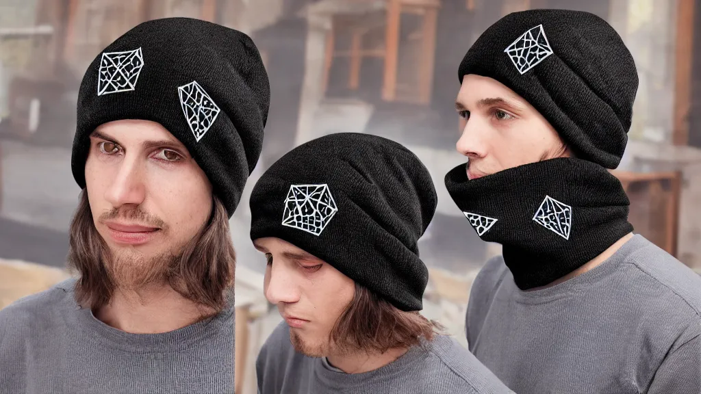 Image similar to cringecore scholastic irregular polygon beanie