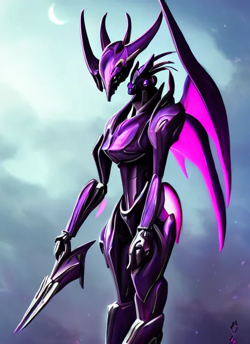 Image similar to cinematic full body, cosmic sized beautiful stunning elegant hot giant robot mecha female dragon goddess, sharp sleek cyborg dragon head, sharp metal ears, smooth purple eyes, smooth fuschia skin, smooth silver armor, nebula, epic proportions, epic scale, macro furry, furry art, dragon art, goddess art, giantess art, warframe fanart, furaffinity, octane