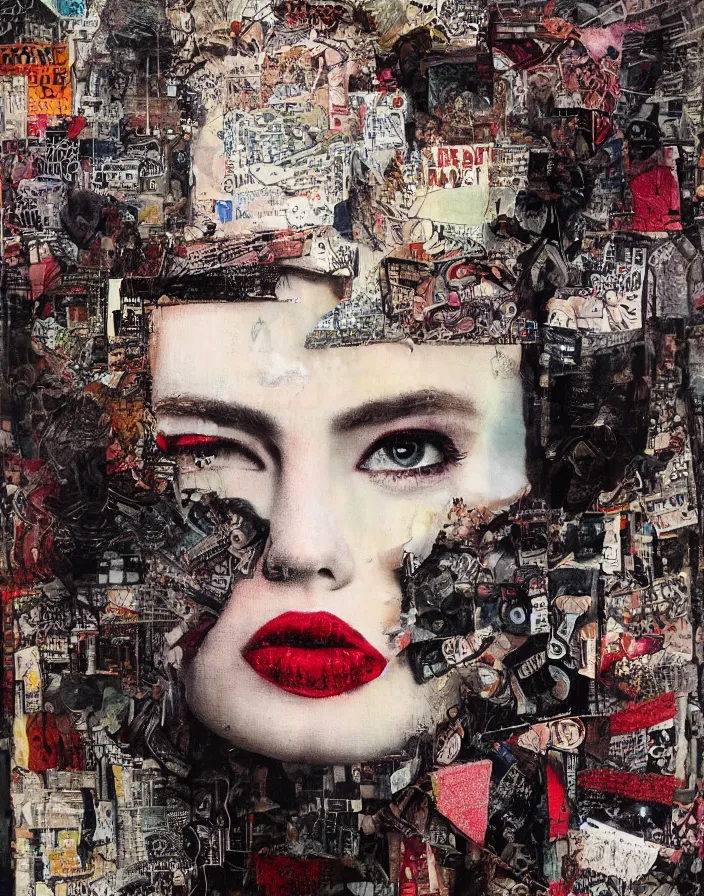 deja vu detailed mixed media collage, conteporary art, | Stable ...