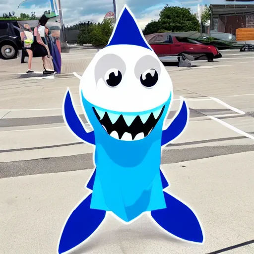 Image similar to Cartoon Shark in a janitors outfit